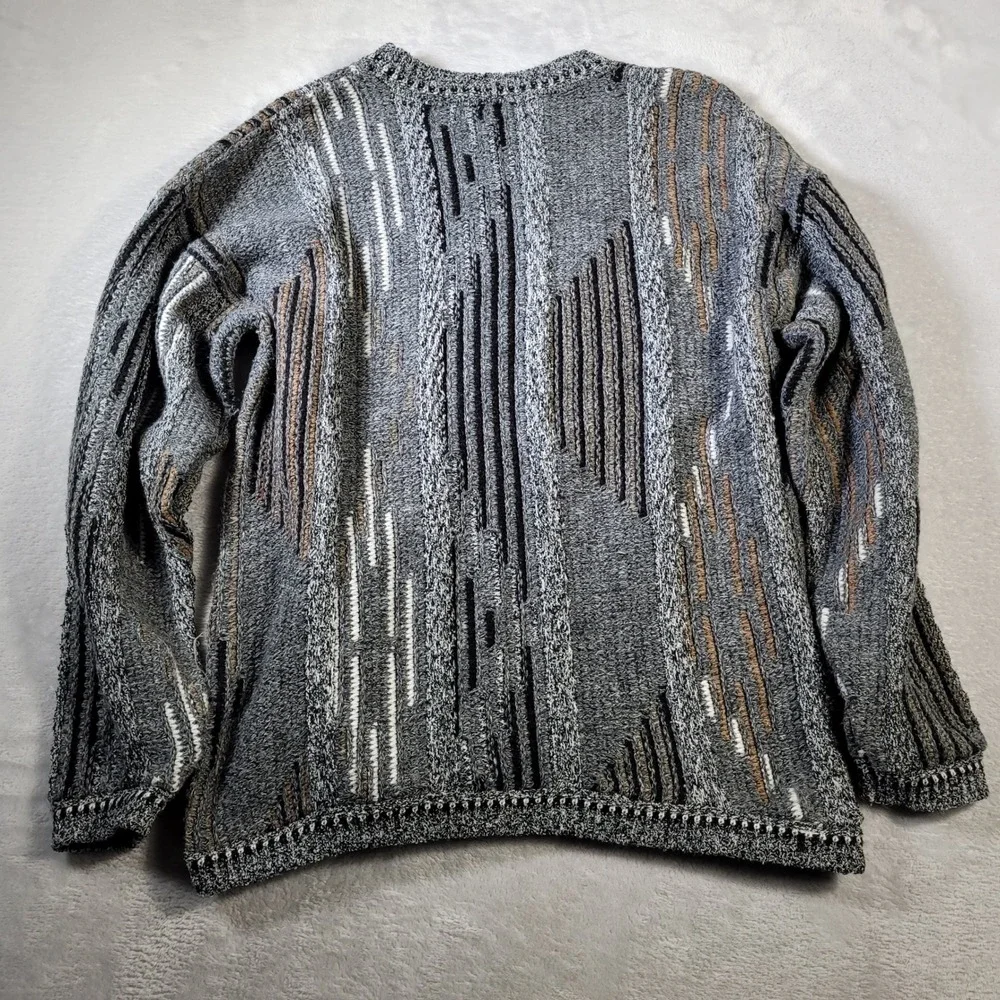 Lavane Sweater Mens Large Gray Vintage 90s 3D Knit Style Crewneck Cosby Dad